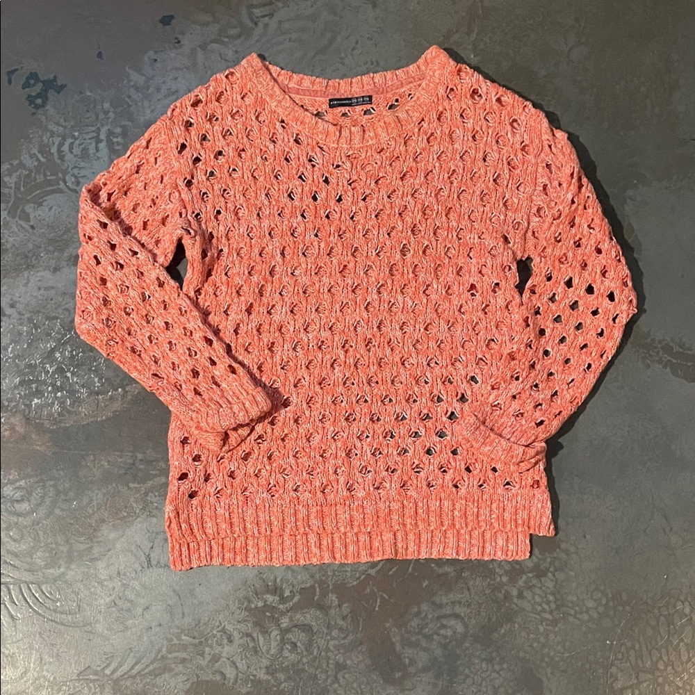 Atmosphere Women's Open-Knit Coral Sweater medium